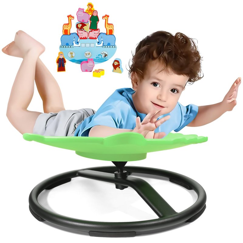 FOKOL 2025 New Upgraded Kids Sensory Swivel Chair, Autism Spinning Chair for Body Coordination Training, Autism Sensory Chairs for Autistic and ADHD Kids, Spin Seat, Non-Slip Metal Base (Green)
