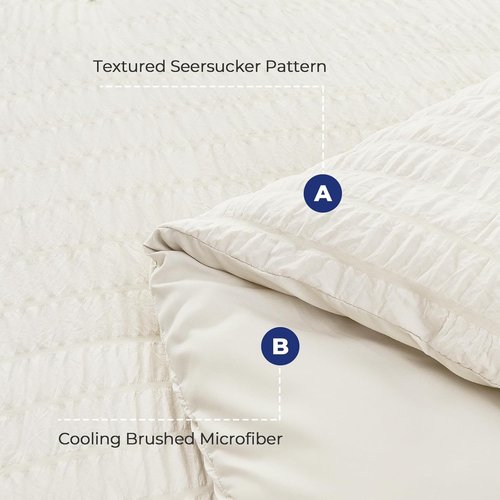 HYMOKEGE Ivory California King Comforter Set - 7-Piece All-Season Luxury Bedding Collection