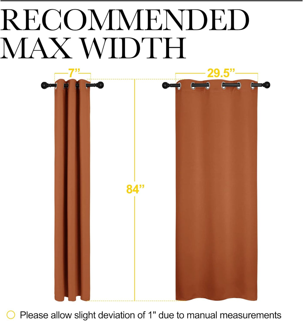 NICETOWN Blackout Curtains - Thermal Insulated Draperies for Girls Room | Burnt Orange, 34 x 84 Inches