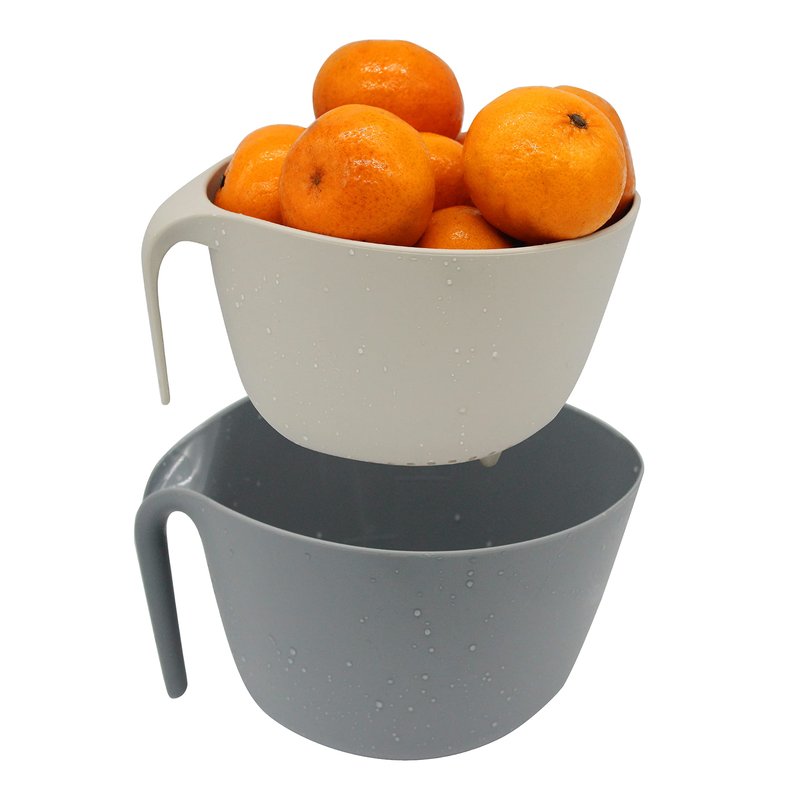MiHerom Kitchen Colander and Strainer Bowls Set,2 in 1 Fruit Vegetable Washing Basket for Soaking,Draining Pasta,Rice,Quinoa,Small Grains and Food Mixing-4.5Quart