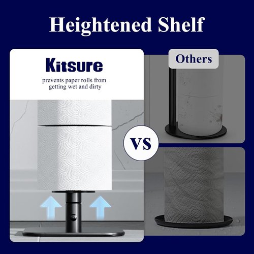 Kitsure Toilet Paper Holder - Rustproof Free Standing Design for 4 Rolls | Black Medium Size