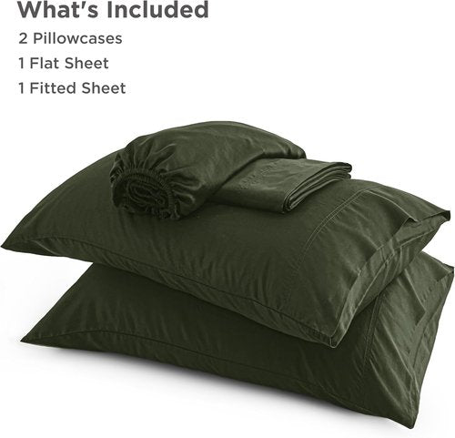 Bedsure Cooling California King Sheet Set - Breathable Rayon from Bamboo, Deep Pocket, Olive Green