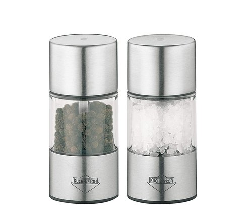 Kuchenprofi Vienna Salt and Pepper Set - Stainless Steel Grinder for Salt and Pepper (3.4 In x 1.5 In, Clear)