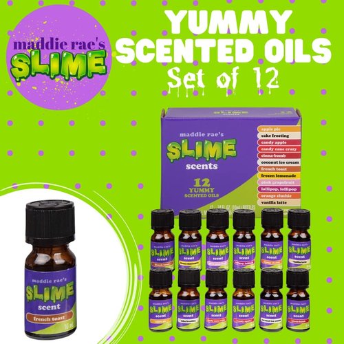Maddie Rae's Slime Yummy Scented Oils - 12 Pack of 10ml Natural Food Fragrance Bottles for Diffusers & Crafts