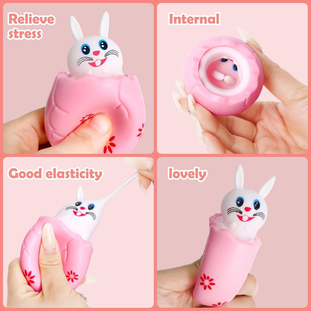 RunNico 12 Pack Easter Eggs - Cute Bunny Stress Relief Squishies | Fidget Toys for Anxiety & Parties