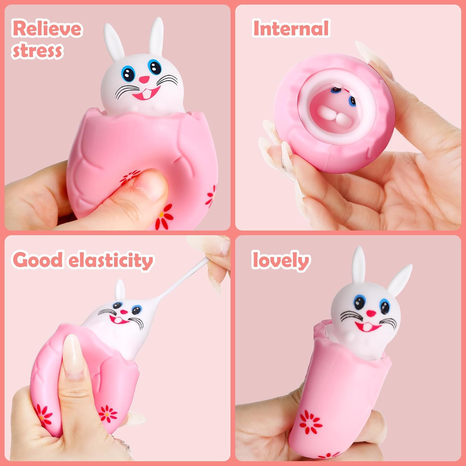 RunNico 12 Pack Easter Eggs - Cute Bunny Stress Relief Squishies | Fidget Toys for Anxiety & Parties
