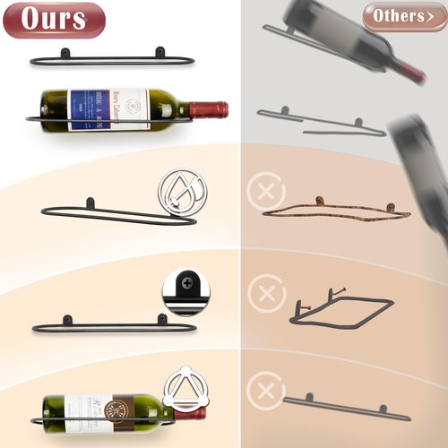 Decoeco Wall Mounted Wine Rack: Horizontal Wine Holder with Sturdy Construction - Wine Racks Display for Kitchen Bar Home Dining Décor - 8 Packs