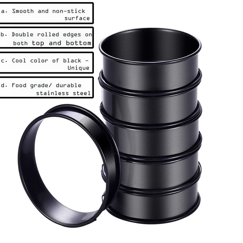 DATANYA 12Packs Crumpet Rings NONSTICK English Muffin Rings 3.15 Inch Stainless Steel Double Rolled Tart Ring Upgraded Round Metal Baking Cooking Pastry Ring Molds for muffins, pancakes