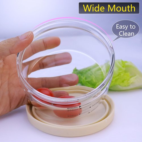 Matifaner 16 oz Glass Container with Silicone Lid,Glass Food Storage Container-Clear,Meal Prep Containers, Freeze Bowls, Microwave Safe (2pcs)