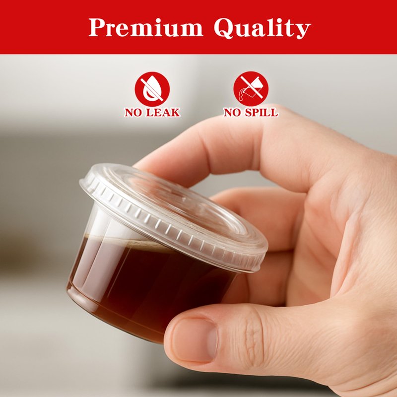 LOYLUX 400 Set 2 oz Jello Shot Cups with Lids, Clear Portion Cups with Lids Bulk, Disposable Condiments Cups for Sauce, Salad Dressing, Meal Prep, Small Plastic Containers to Go