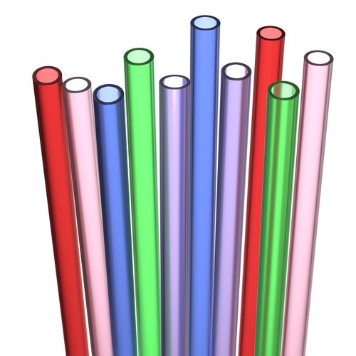 Fiesta First 20 Long Reusable Hard Plastic Drinking Straws, Medium Width + Sturdy Cleaning Brush - for Tumblers, Mason Jars, Smoothies and Milkshakes - Dishwasher Safe BPA Free