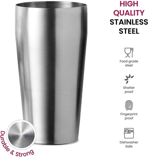 Expert Cocktail Shaker Home Bar Set - 14 Piece Stainless Steel Bar Tools Kit with Shaking Tins, Flat Bottle Opener, Double Bar Jigger, Hawthorne Strainer, Shot Glasses, Bar Spoon, and 6 Pour Spouts.