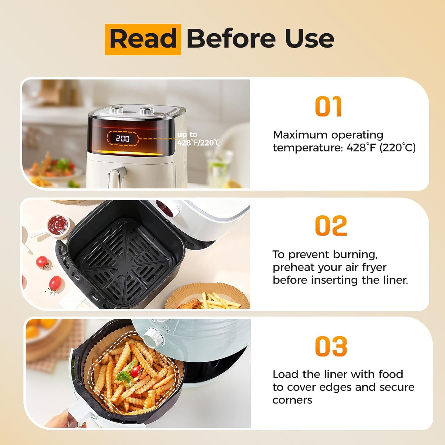 Skiennix 360 Pcs Air Fryer Liners - 8" Square Unbleached Parchment Paper, Non-Stick & Leakproof