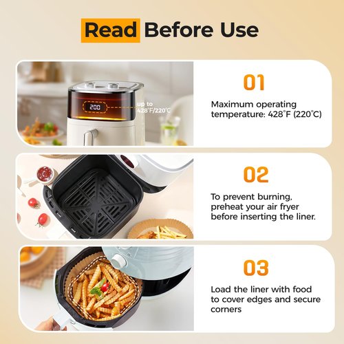 400 Pcs Air Fryer Liners Disposable, 8" Square Heavy-Duty Parchment Paper for 5-8 qt Airfryer Basket, Non-Stick & Grease-Proof Baking Liner for Oven Pan