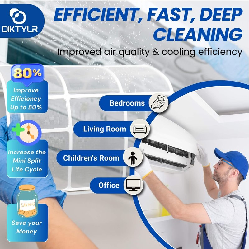 Oiktylr 18pcs Mini Split Cleaning Kit Bag, Waterproof AC Cleaning Cover with Storage Bag, PVC Air Conditioner Cleaning Bib with 2L Pressure Sprayer, HVAC Minisplit Cleaning Kit (Large)
