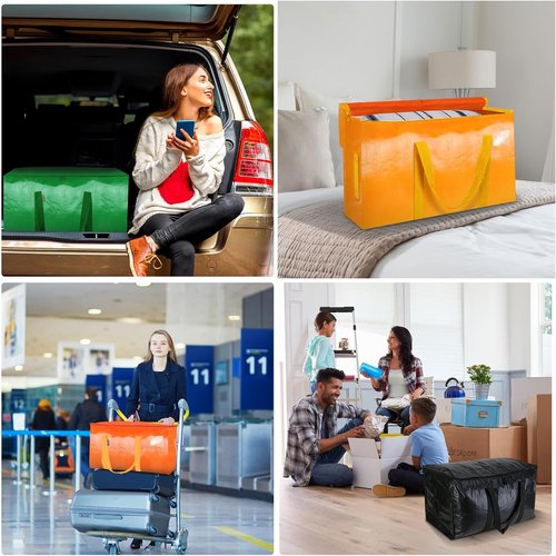 BALEINE Oversized Moving Bags - Heavy-Duty Storage Totes with Reinforced Handles | 2-Pack (Orange)