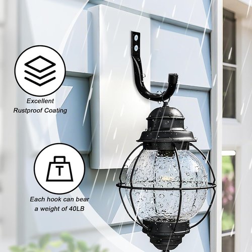 KURUI Heavy Duty Metal Wall Hooks - 6-Pack Garage Organization Hooks for Tools & Bags | Black Utility J Hooks
