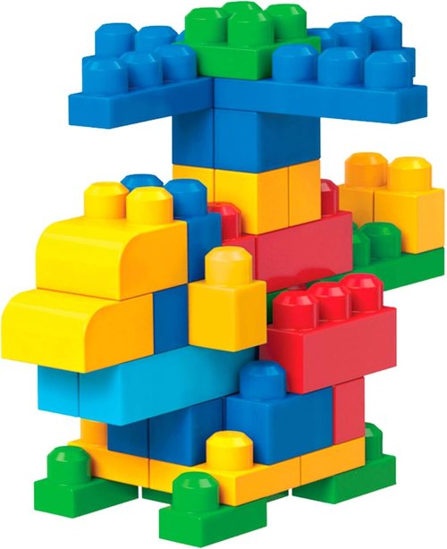 Mega Bloks First Builders Toddler Blocks Set - 80-Piece Building Bag with Storage - Blue, Ages 1+