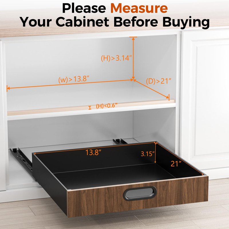 POKIPO 21" Deep Pull Out Cabinet Organizer, Slide Out Drawers for Cabinets Adhesive with Nano Film, Roll Out Shelves for Cabinets in Kitchen, Pantry, Bathroom or Office (14" W x 21" D)