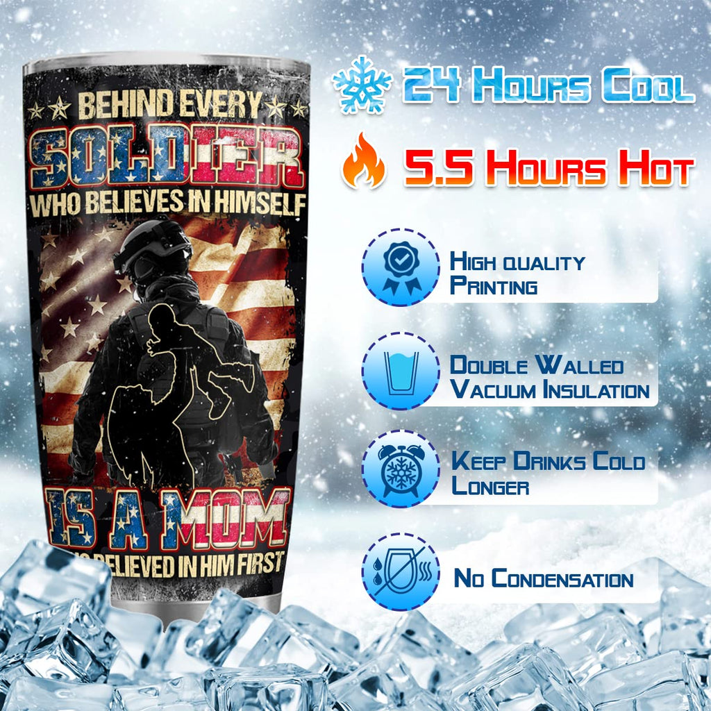 20 Oz US Proud Army Mom Double Wall Vacuum Insulated Stainless Steel Tumbler Travel Mug - Army Mom Gifts for Mother's Day, Birthday, Christmas