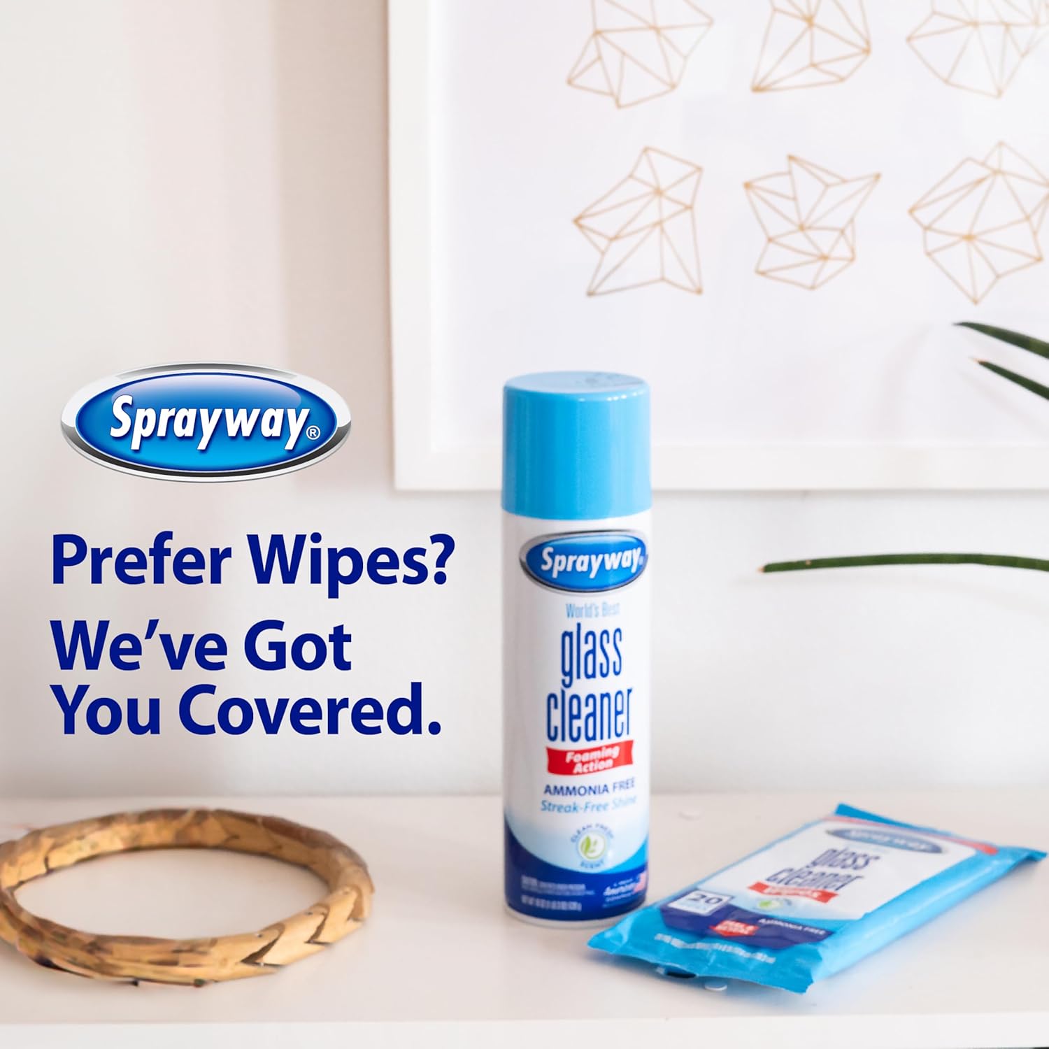 Sprayway Glass Cleaner - Ammonia-Free Foaming Aerosol Spray | Streakless & Fast-Acting | 19oz, Pack of 2