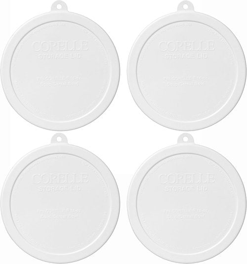 Corelle 18oz White Cereal Bowl Set - Durable & Stylish | 4-Pack with Lids