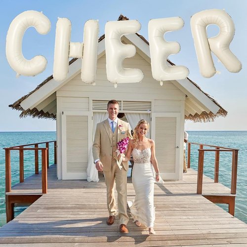 F Letter Balloons by [Brand Name] - 40 Inch Cream Foil Alphabet for Elegant Birthday Party Decor