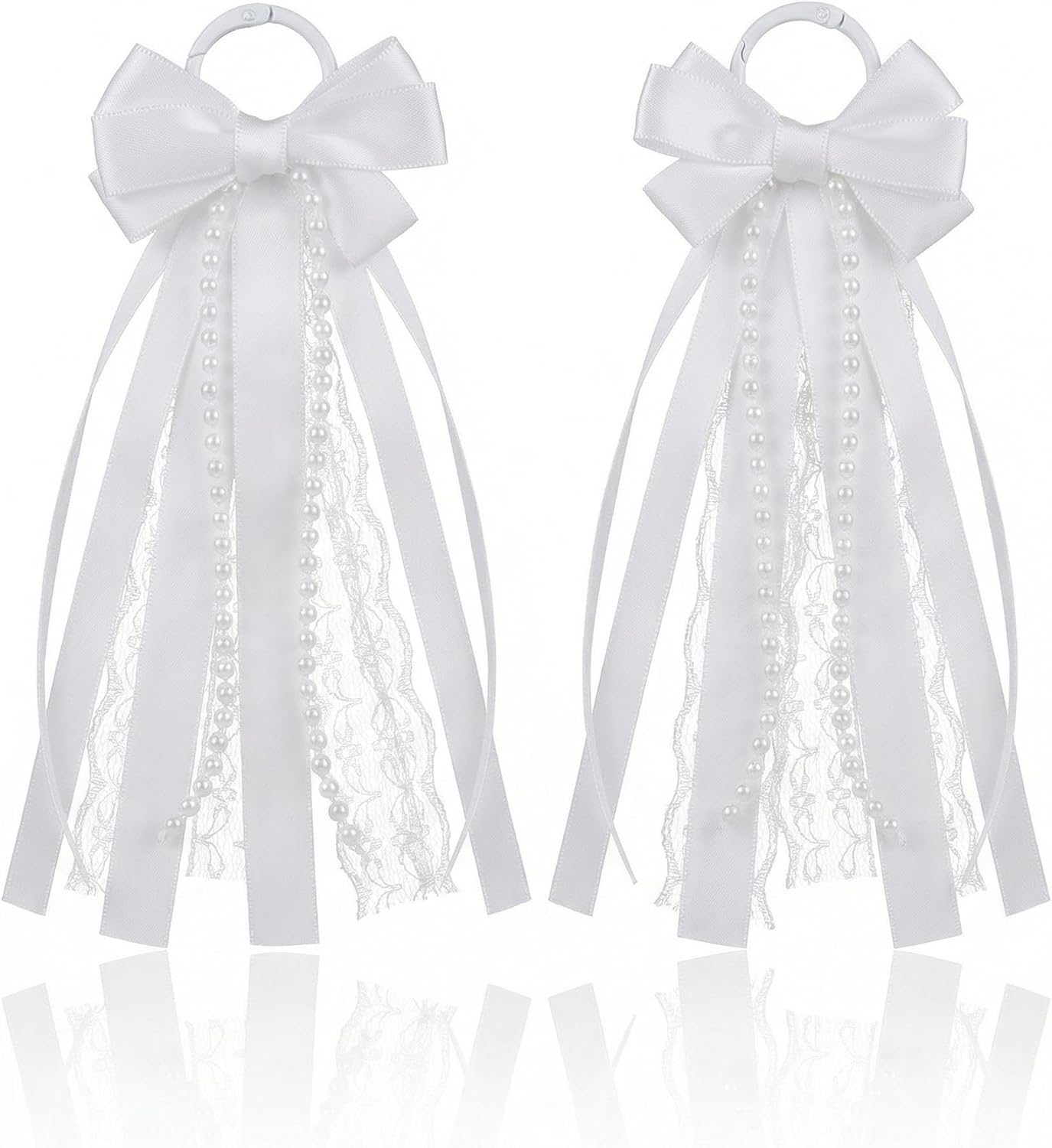 Skiennix White Boot Bows | Satin Ribbon Cowboy Shoe Accessories for Women - 2 Pcs Set
