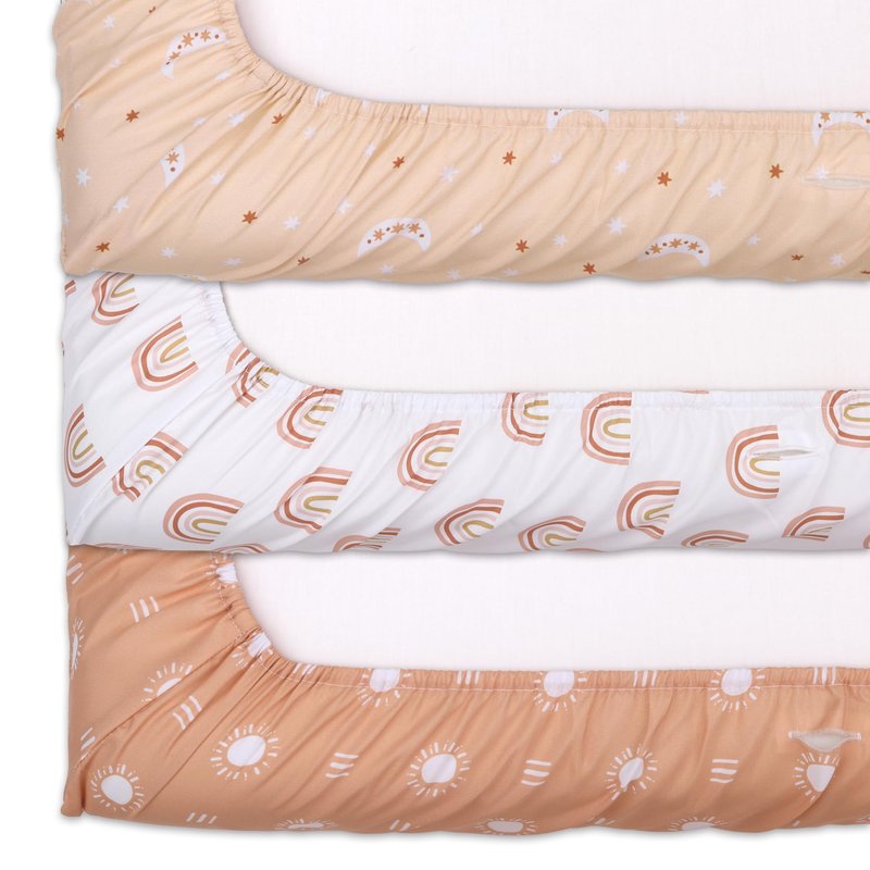 The Peanutshell Baby Girl or Boy Changing Pad Covers Set of 3 - Ultra Soft Pad Cover - Fits Standard Changing Table Pads, Durable, Machine Washable Sheets - Boho Rainbow