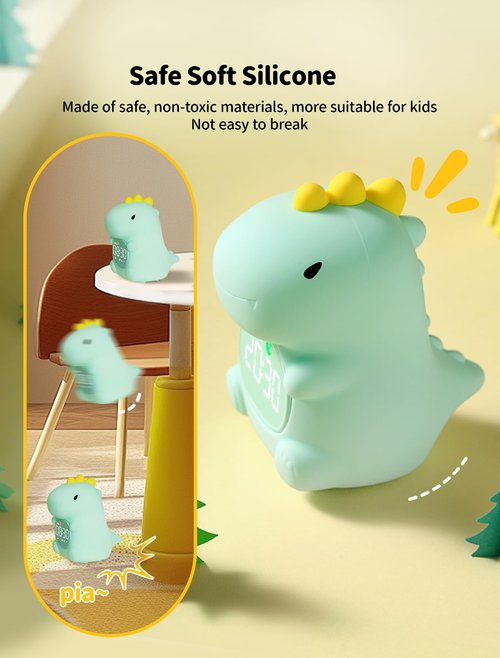 Dinosaur alarm clock Night Light, Toddler Sleep Training Clock with Sun & Moon,ok to wake clock for kids & Sleep Trainer. Dinosaur Night Light with White Noise Sleep,Gift Ideas for Kids Child