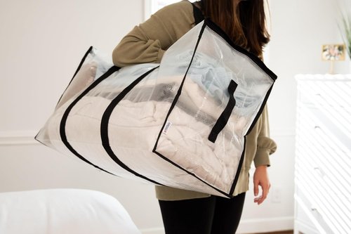 ClearSpace Heavy Duty Moving Bags - Large Storage Bins with Lids & Backpack Straps | 8 Pack for Easy Packing