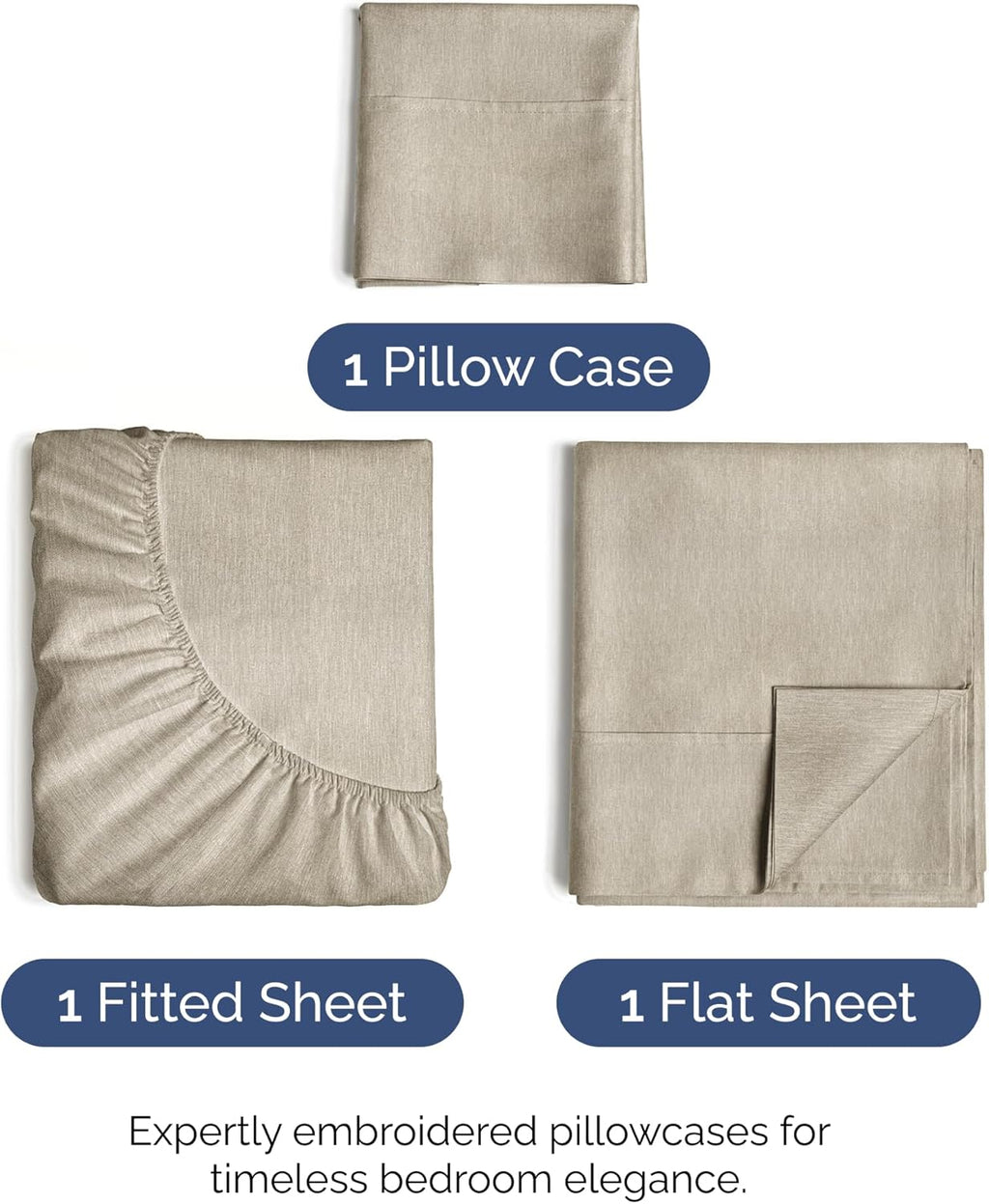 Skiennix Twin Size Sheet Set - Comfy Cooling Bed Sheets with Deep Pockets - Luxury Beige Bedding for All Ages