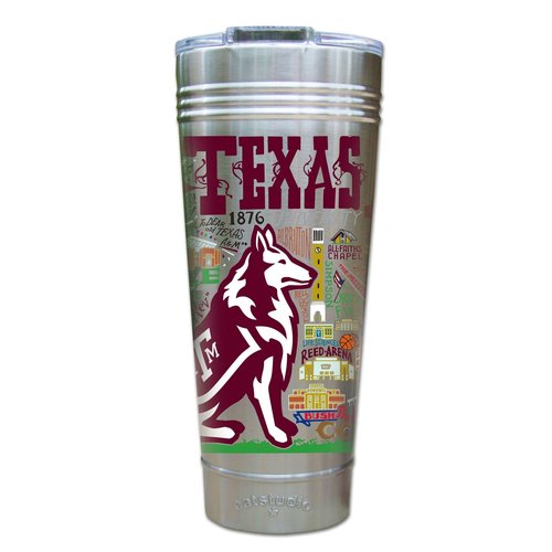 catstudio Texas A&M University Collegiate Thermal Tumbler | Triple Wall Insulation With Non Slip Bottom | Great College Travel Cup for Water, Coffee, Tea, or Smoothies