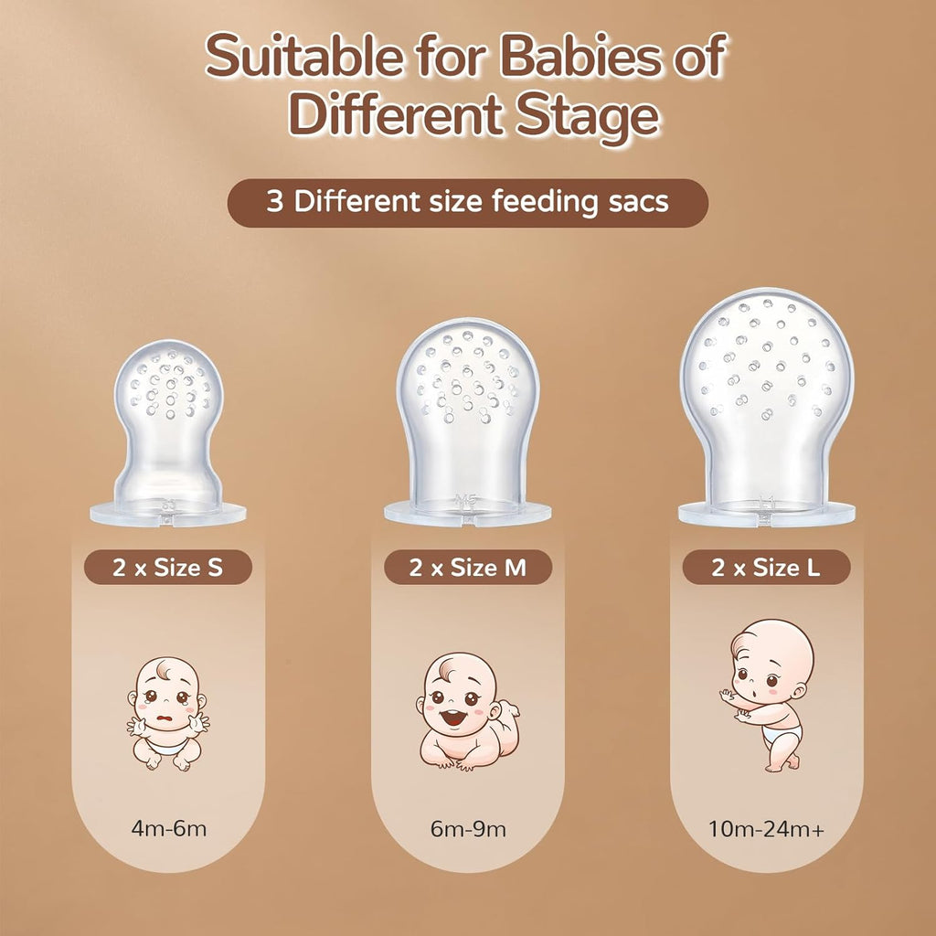 Skiennix Silicone Baby Fruit Feeder - 2 Pack with Mini Freezer Tray & Breastmilk Popsicle Molds for Teething Relief