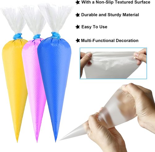 129Pcs Piping Bags Set by [Brand Name] - 100 Disposable 12-Inch Tipless Bags & 7 Frosting Tips for Cake Decorating