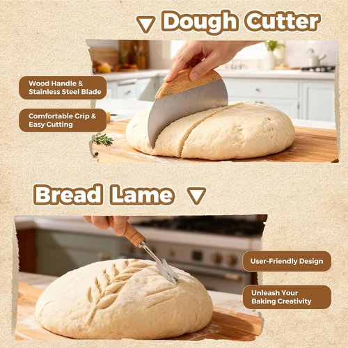Complete Bread Proofing Basket Kit - All-in-One Sourdough Starter Set with Banneton, Dough Tools & More