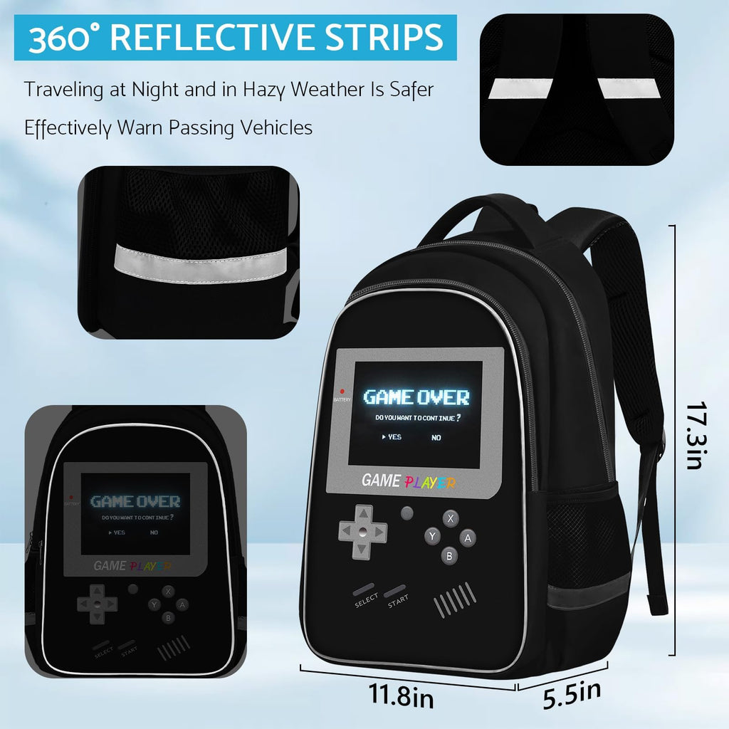 TILYTADLY School Backpack for Boys - Gamer Boys Backpack for Kids Children Teens Elementary Middle School - Students Bag for Ages 6-18,17″ Video Game Bookbag Travel Back Pack