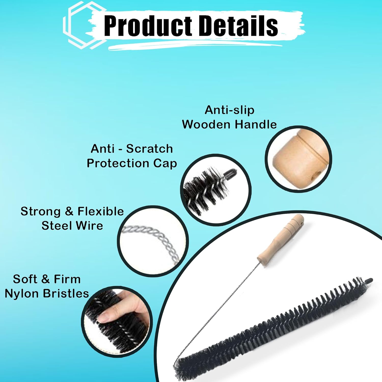 Skiennix Dryer Vent Cleaner Kit - 2 Piece Lint Brush & Vacuum Hose Attachment for Dyson V7-V15
