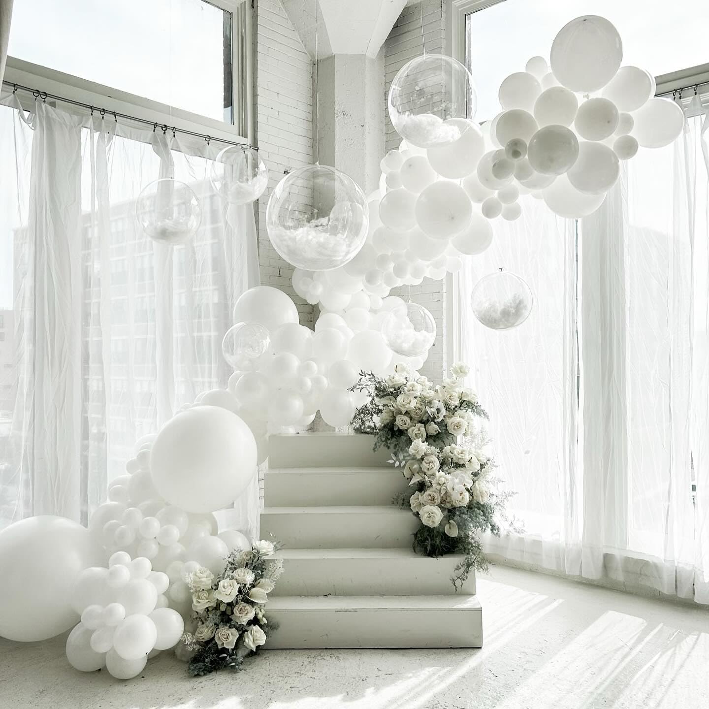 White Latex Balloons - 55 Pack of 12-Inch White Balloons with Ribbon for Celebrations & Events