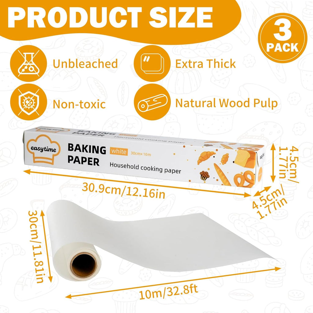Parchment Paper Rolls by [Brand Name] - 12in x 98ft with Built-in Metal Cutter for Baking & Grilling