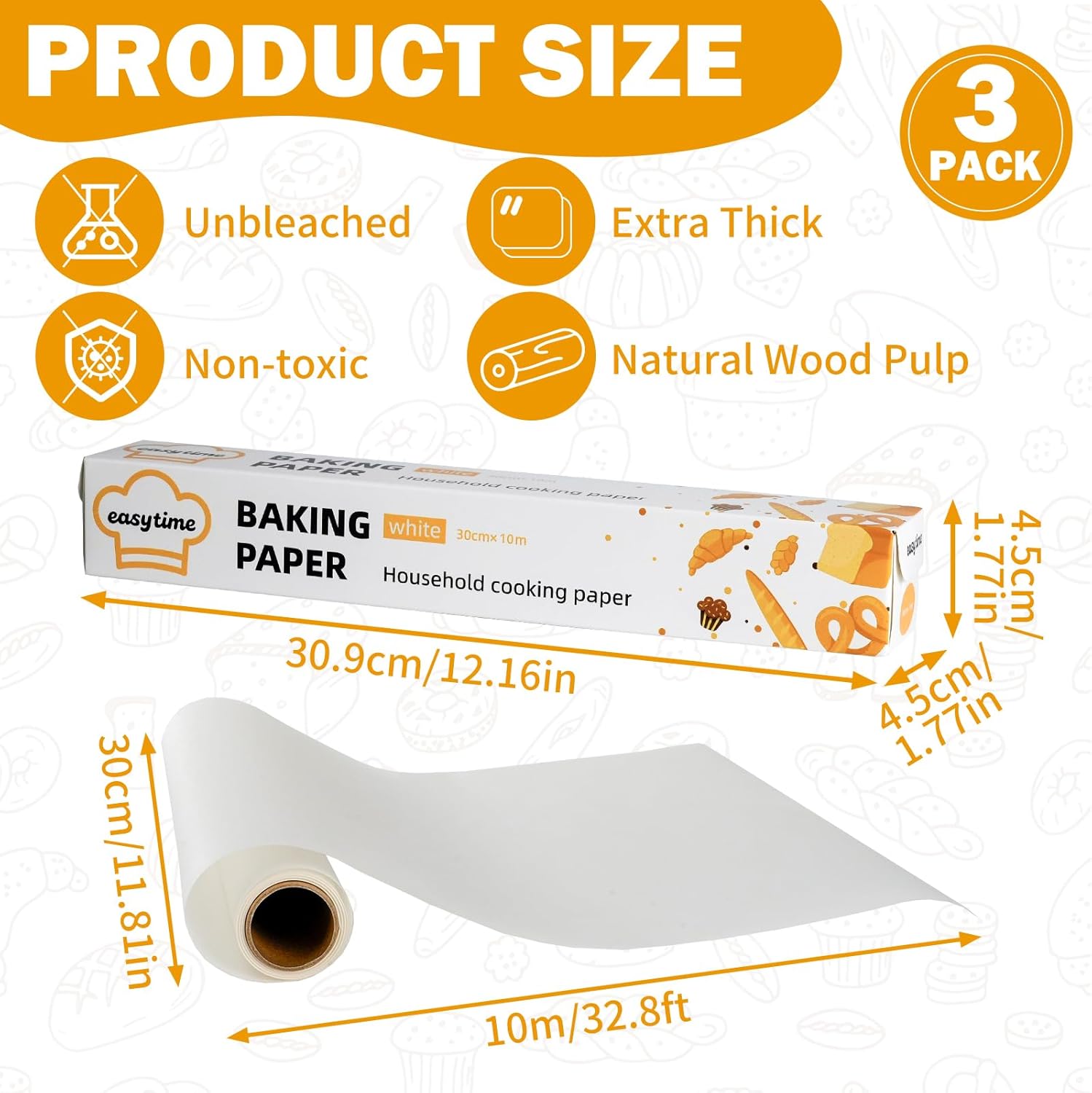 Parchment Paper Rolls by [Brand Name] - 12in x 98ft with Built-in Metal Cutter for Baking & Grilling