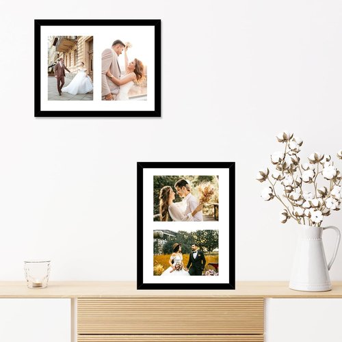 JCJMY Collage Picture Frame - Display 2 Photos in 5x7 or 8.5x11 - Lightweight Black Frame for Wall or Tabletop