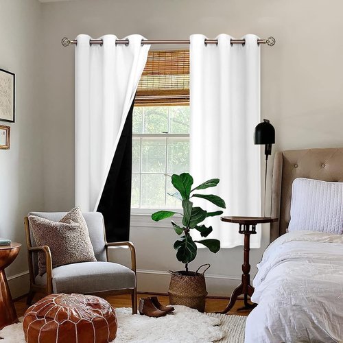 BGment Blackout Curtains - Thermal Insulated Room Darkening Drapes, 2 Panels, 42 x 63 Inch, White & Black