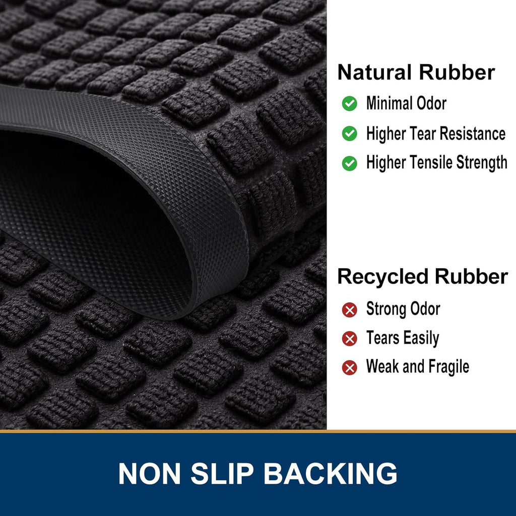 Smiry Heavy Duty Rubber Doormat | Non-Slip, Dirt-Trapping, Easy Clean | 35x23 Inch, Black