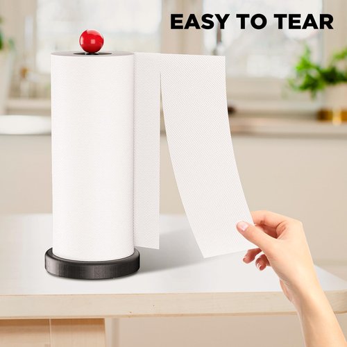 ISUGWRCQ Paper Towel Holder Countertop, Cute Red Ball Decorative Wooden Paper Towel Stand Kitchen Roll Freestanding Organizer, Wood Paper Towels Rolls - for Kitchen(Black)