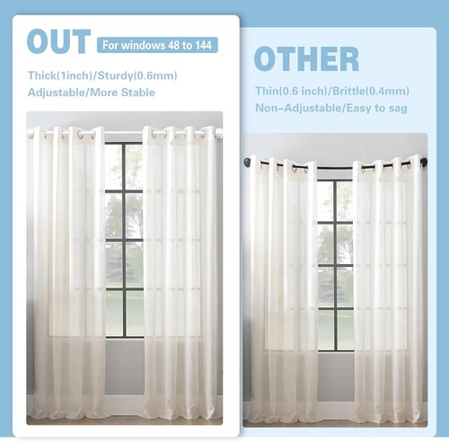 Byondeth Curtain Rods - Adjustable 16 to 144 Inches | Blackout Wrap Around Design in Ivory White