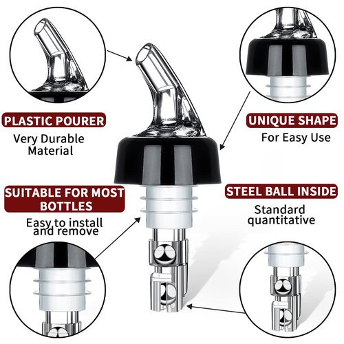 Automatic Measured Bottle Pourer - Quick Shot Spirit Measure Pourer Drinks Wine Cocktail Dispenser Home Bar Tools - 1oz/30ml (24 pack)