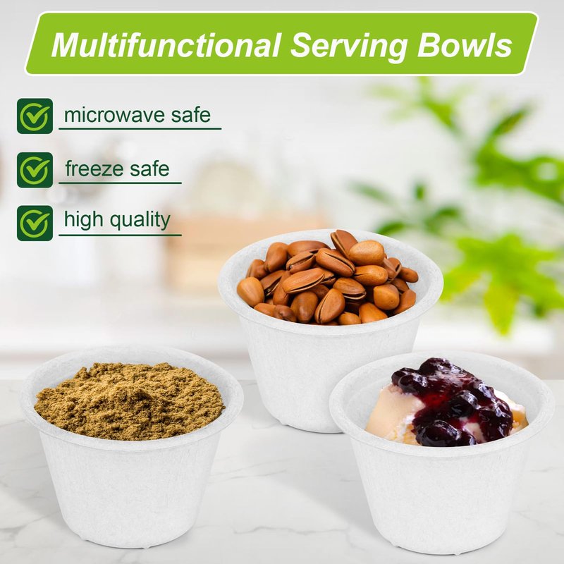 Groecycle Small Paper Bowls 4 oz, 200 Pack Compostable Paper Bowls, Disposable Chili Bowl, White Bagasse Bowl for Ice Cream, Dessert, sauce