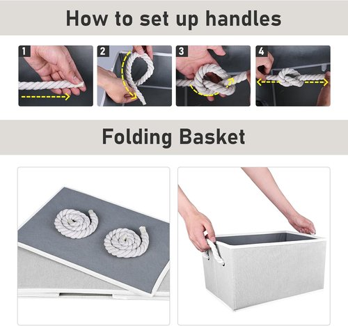 Closet Storage Bins by [Brand Name] - Collapsible Linen Organizers for Shelves | Gray, 4 Pack