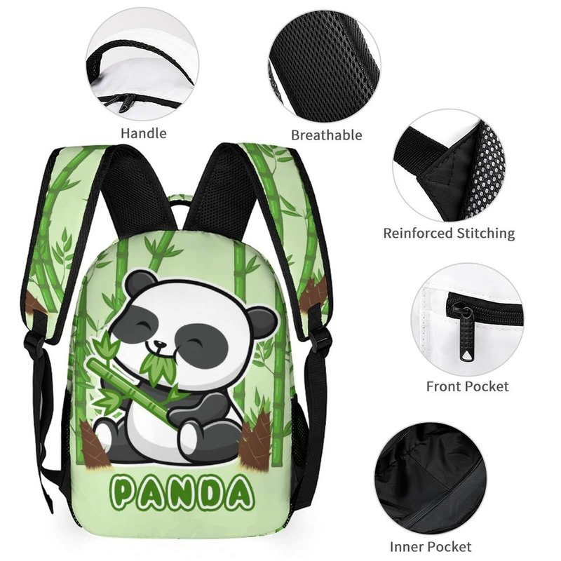 CaomeiWu Panda Backpack with Lunch Box & Pencil Case for Kids Girls Boys School, 16 Inch Cute Pandas Bookbag, School Backpack for Students Children, Lightweight, Large Capacity
